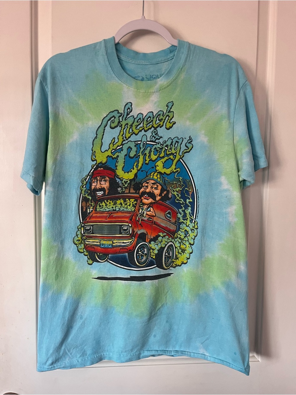 Cheech & Chong Tie-Dye Graphic Tee in Aqua/Green